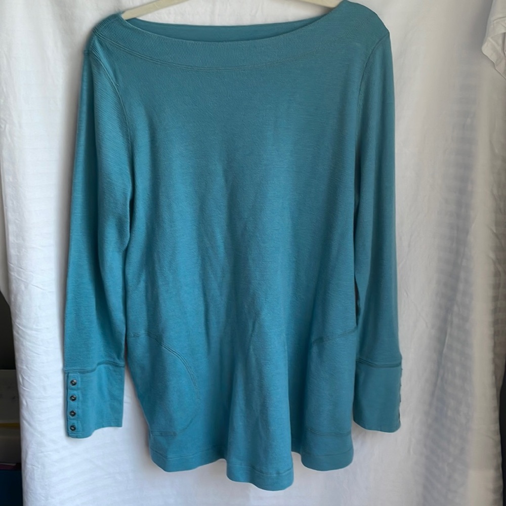 J.Jill Teal Waffle Weave Tunic Size L Tall in EUC